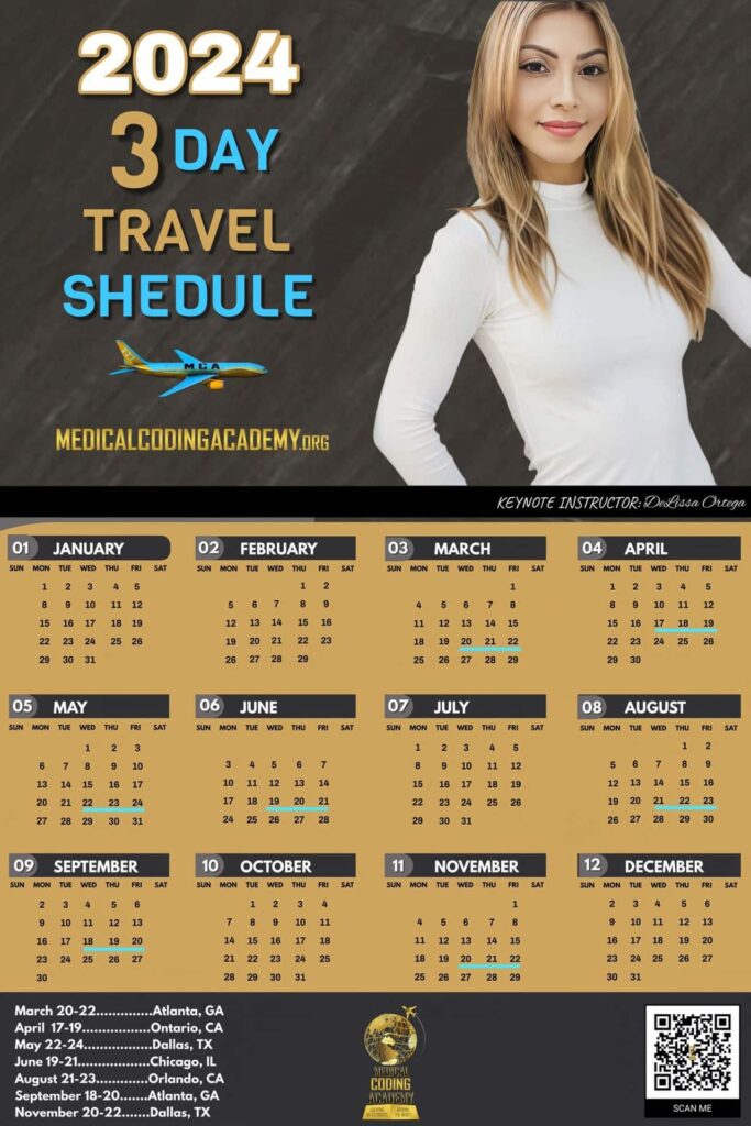 medical coding academy travel schedule 2024