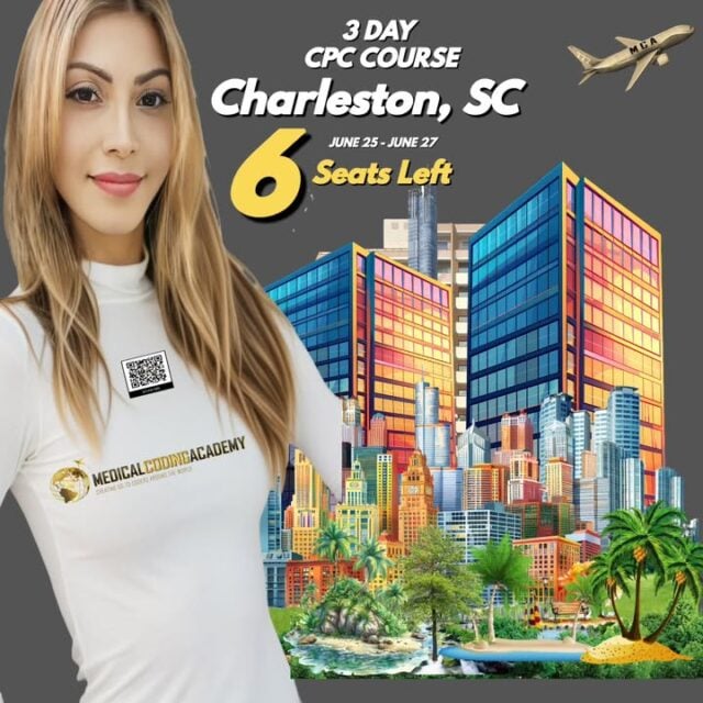 Hurry...6 seats left Charleston, SC!!

June 25 -27

Take the CPC test online on the 4th day!

NO PRIOR KNOWLEDGE NEEDED!

All attendees will receive the incredible 4-Part CPC Exam Prep Kit includes:
1.Study Guide
2.Mock Exam
3.Tabbing System
4. Color Coding Chart (Prework)

Video:
https://youtu.be/JfRvC2LtBmo
Register:
https://medicalcodingacademy.org/shop/

#3daycourseatlanta #3daybootcampatlanta #gotocoders #delissaortega #putgodfirst #medicalcoding #medicalbilling #ccsp #medicalcodingacademy #workfromhome #ahima #aapc #Healthcare #medicalassistant #dentalassistant #crna #cpc #mdicalcoder #medicalcodingschool #passthetest #medicalbillingandcoding #medicalbiller #medicalcodingonline #bestonlinecourse #cpcpracticequestions #prepareforcpc #cpcstudycases #medicalcodingguidelines
